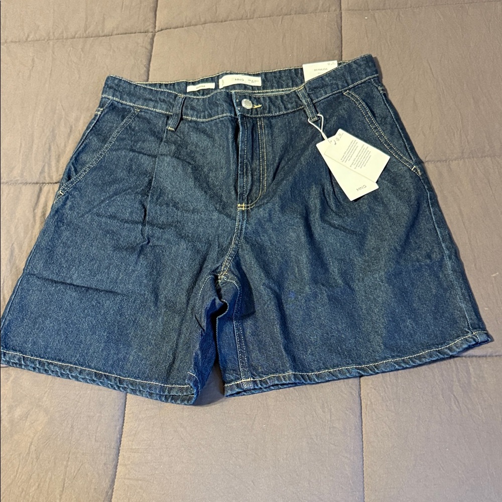 NWT Mango Bermuda mid waist straight fit denim shorts